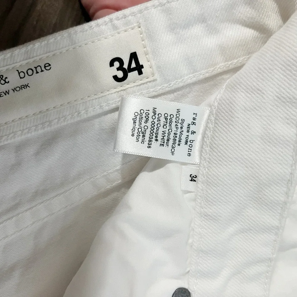 Rag & Bone The Dre Low-Rise Shortie White Denim Cutoff Shorts 34